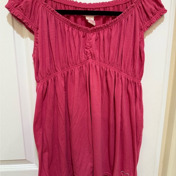 Vintage Y2K Candie's Pink Babydoll Smocked Cap Sleeve Blouse - Picture 1 of 5